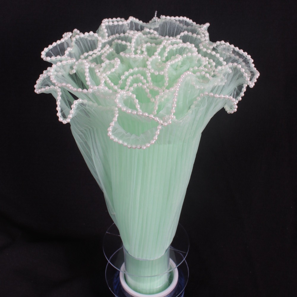 Florist Supply House - 28cmx4Yards Blumenstrauß-Verpackungsspitze Netzmaterial Perlen-Wellengarn Floristik-Verpackung Perlenkanten