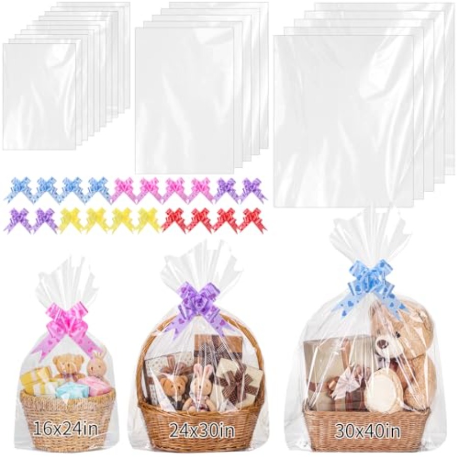 Cellophane Wrap Clear - 20 Stück große Cellophanbeutel in 3
