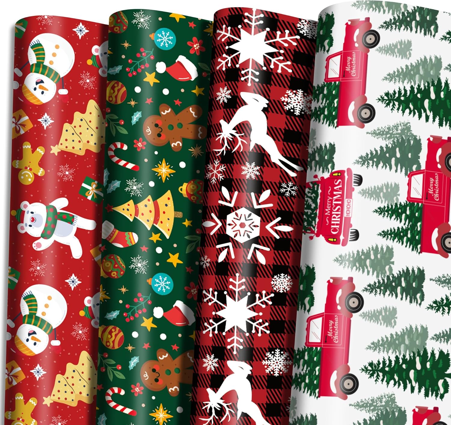 Flower Wrap Kraft - 4 Stück Weihnachten Kraftpapier Geschenkpapier Weihnachtsbaum