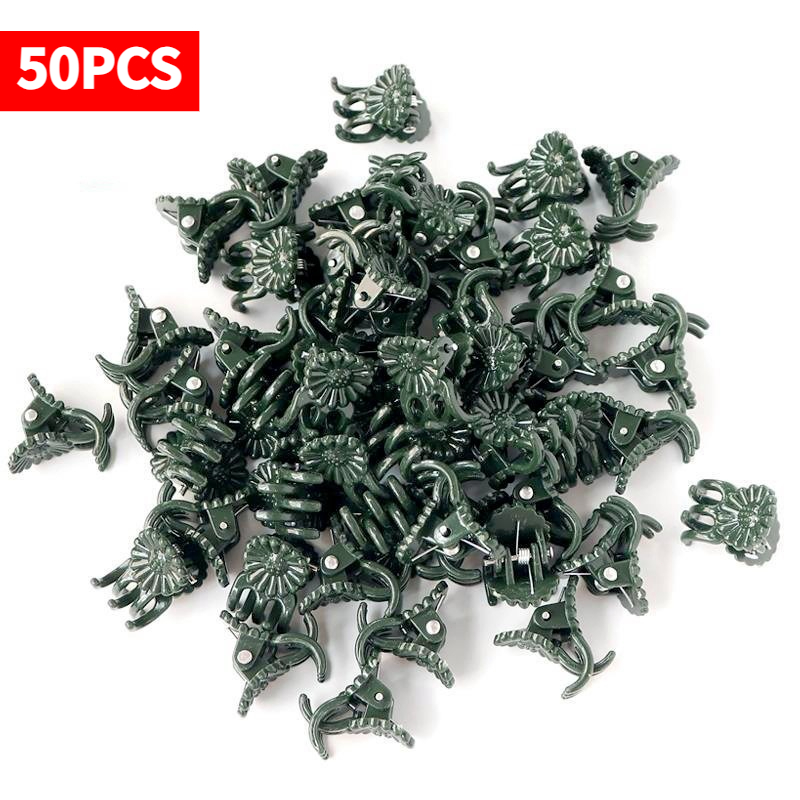 Florist Supply Bulk - 50 Stück 5-Klauen dunkelgrüne Pflanzenklammern für