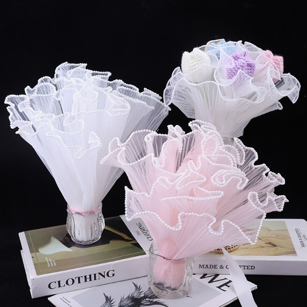 Flower Wrap Kraft - Perlen-Spitze-Blumen-Wickeltuch, Wellengarn, Floristen-Geschenkverpackungspapier, 28 cm x