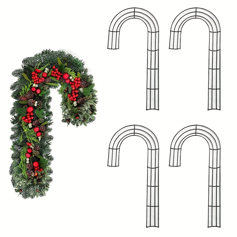 Wreath Form Wire - 1/2/4 Stück Weihnachts-J-Form Metall-Draht-Kranzbasisrahmen, DIY-Kranzherstellungsformen für