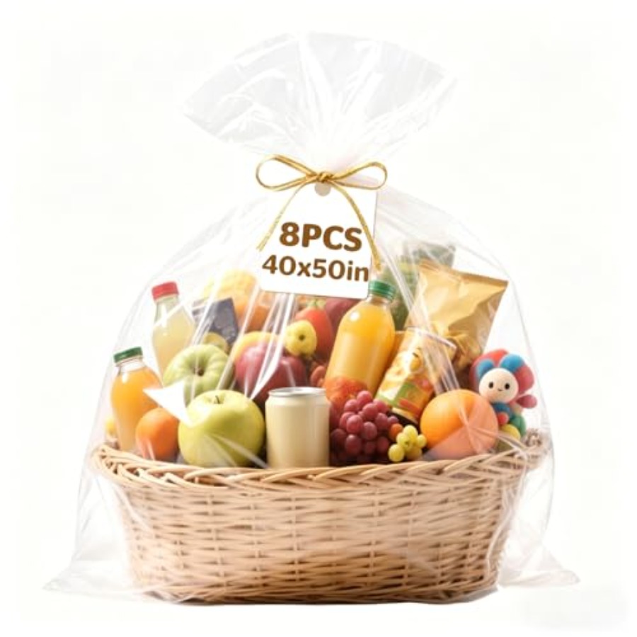 Cellophane Wrap Clear - 8 Stück große Cellophanbeutel, 40 x
