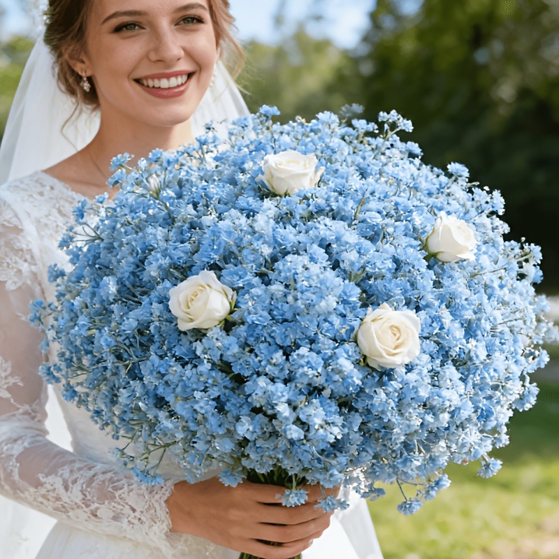 Florist Supply Bulk - 10 Stück Künstliche Blaue Schleierkraut-Blumen 300