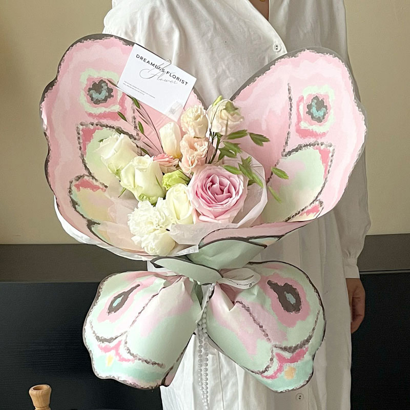 Flower Wrap Kraft - 20 Stück Schmetterlingsflügelförmiger Blumenstrauß Geschenkpapier Kristall