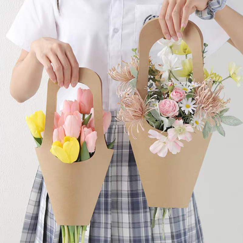 Florist Supply House - 10 Stück Kraftpapier-Blumen-Geschenktüten mit Griff, Rosenstrauß-Box