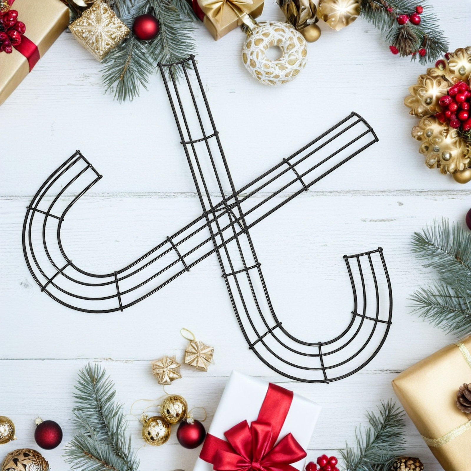 2 Stück Weihnachts-J-Form Meta – Wreath Form Wire Bewertung und Preis